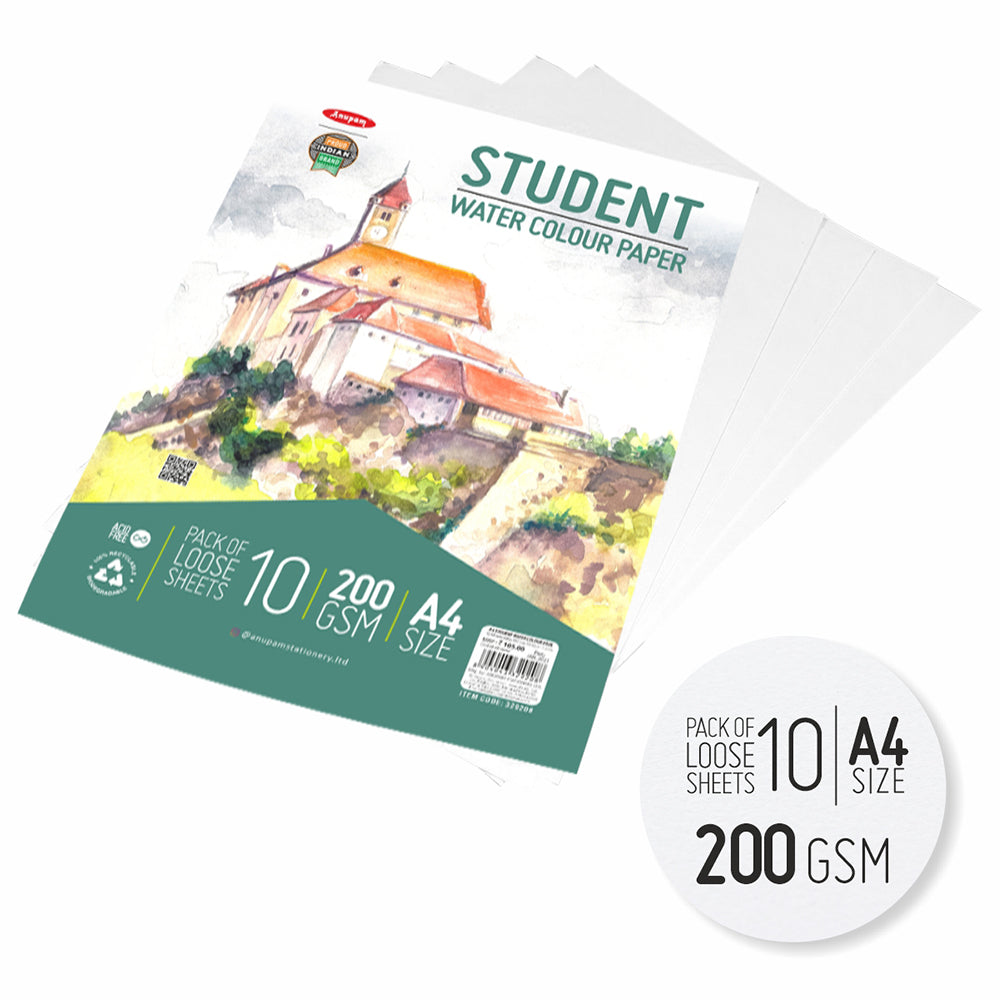 Anupam Student Water Colour Paper (Loose Sheet) A4 – 200GSM