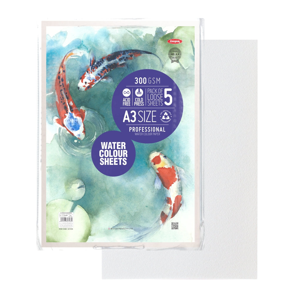 Anupam Watercolor Loose Sheets A3 (Pack Of 5)