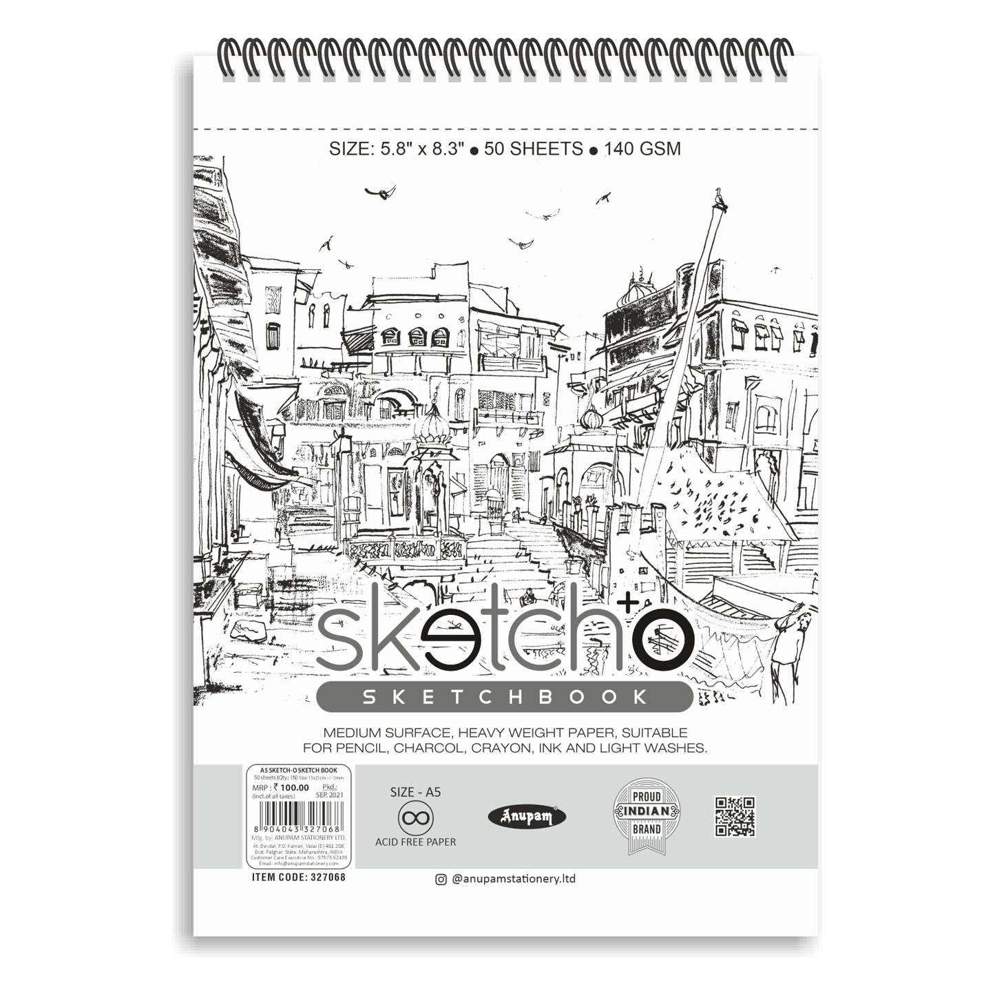 Anupam Sketch-O Sketch Drawing Book (Soft Cover) A5 – 140GSM