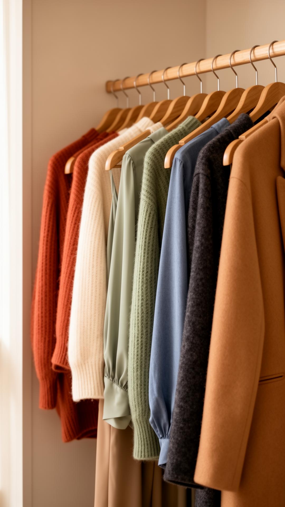 Dressing organisé : pulls, chemises, vestes en tons coordonnés